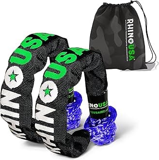 Rhino USASynthetic Soft Shackle Rope (2-Pack) - 1/2 Inch x 22 Inch (44,050lb Min Break Strength) Offroad Soft Shackle Recovery Kit for Truck, UTV, ATV - Compatible with Jeep, Toyota, Ford & More!