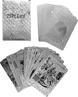 Poke Collectible Card Game Trading Card Game Water Proof Booster Pack Set, V Series, Vmax GX Rare, Gold Foil, Collectible Foil Cards (Silver 25Pc)