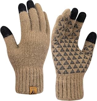 Vgogfly Winter Knit Gloves Warm Full Fingers Men Women with Upgraded Touch Screen - Anti-Slip Glove Fleece Lined