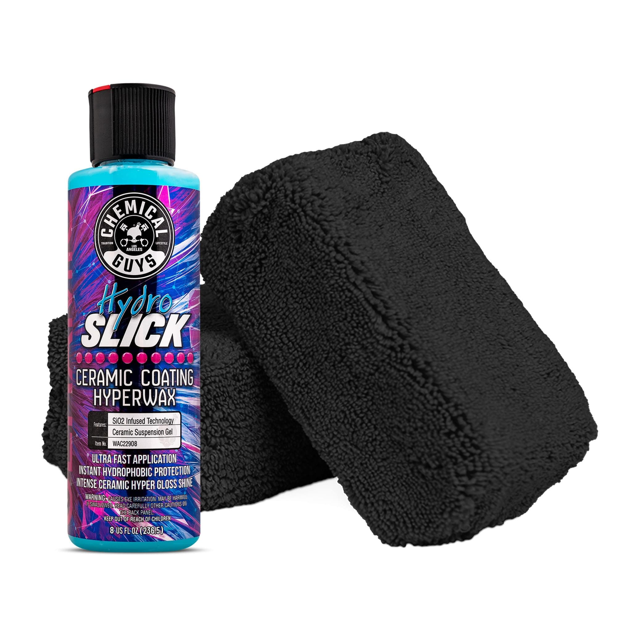 HydroSlick 8 oz with 2 Applicators - Long Lasting Ceramic Coating Sealant for Cars, Trucks & More - Provides Extreme Gloss and Protection - WAC241