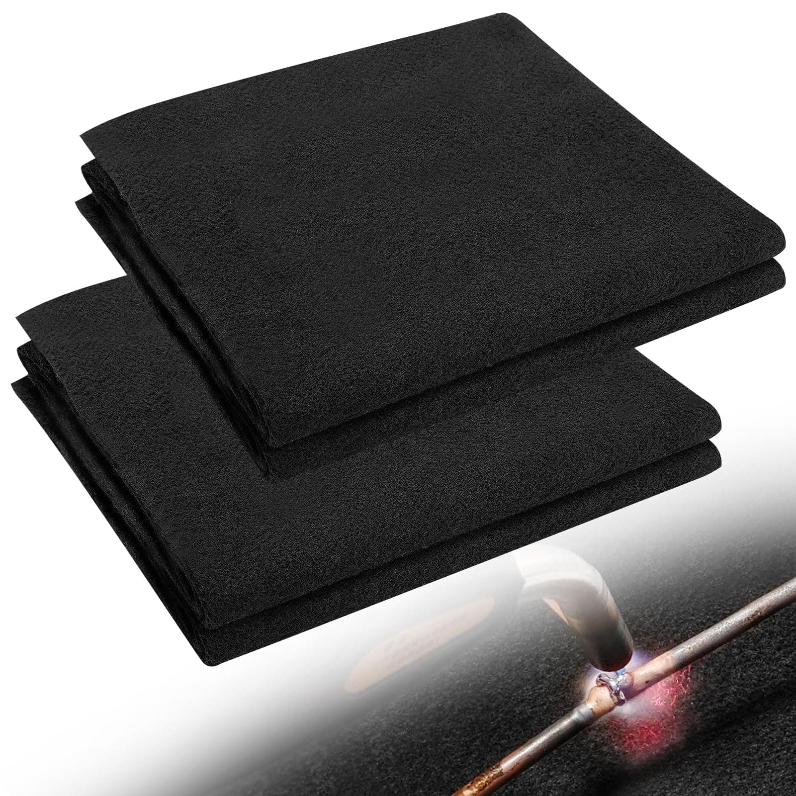 HVAC Tools 3200℉ Fire Resistant Welding Blanket Fireproof - 12" x 36" Rectangular Carbon Felt Soldering Mat, 5mm Thicken Flame Retardant Insulation Pad (2 Pcs)