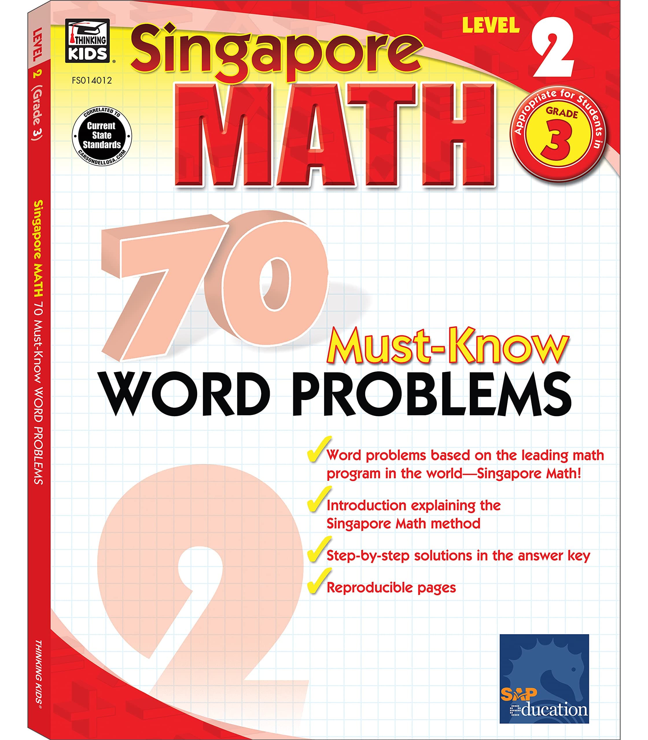 Singapore Math Grade 3 Workbook, Level 2 Must-Know Addition, Subtraction, Multiplication, Division, Money Word Problems, Common Core Classroom or Homeschool Curriculum (Volume 1)