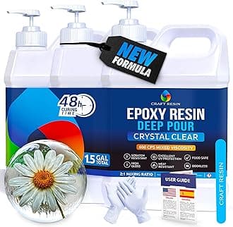 - CRAFT RESIN Deep Pour Epoxy Resin Kit 1.5 Gallon – for 2” Pours, Casting Resin Epoxy for River Tables, Wood, Flower Preservation & DIY Crafts – Crystal Clear & Bubble Free, UV Resistant & Food Safe
