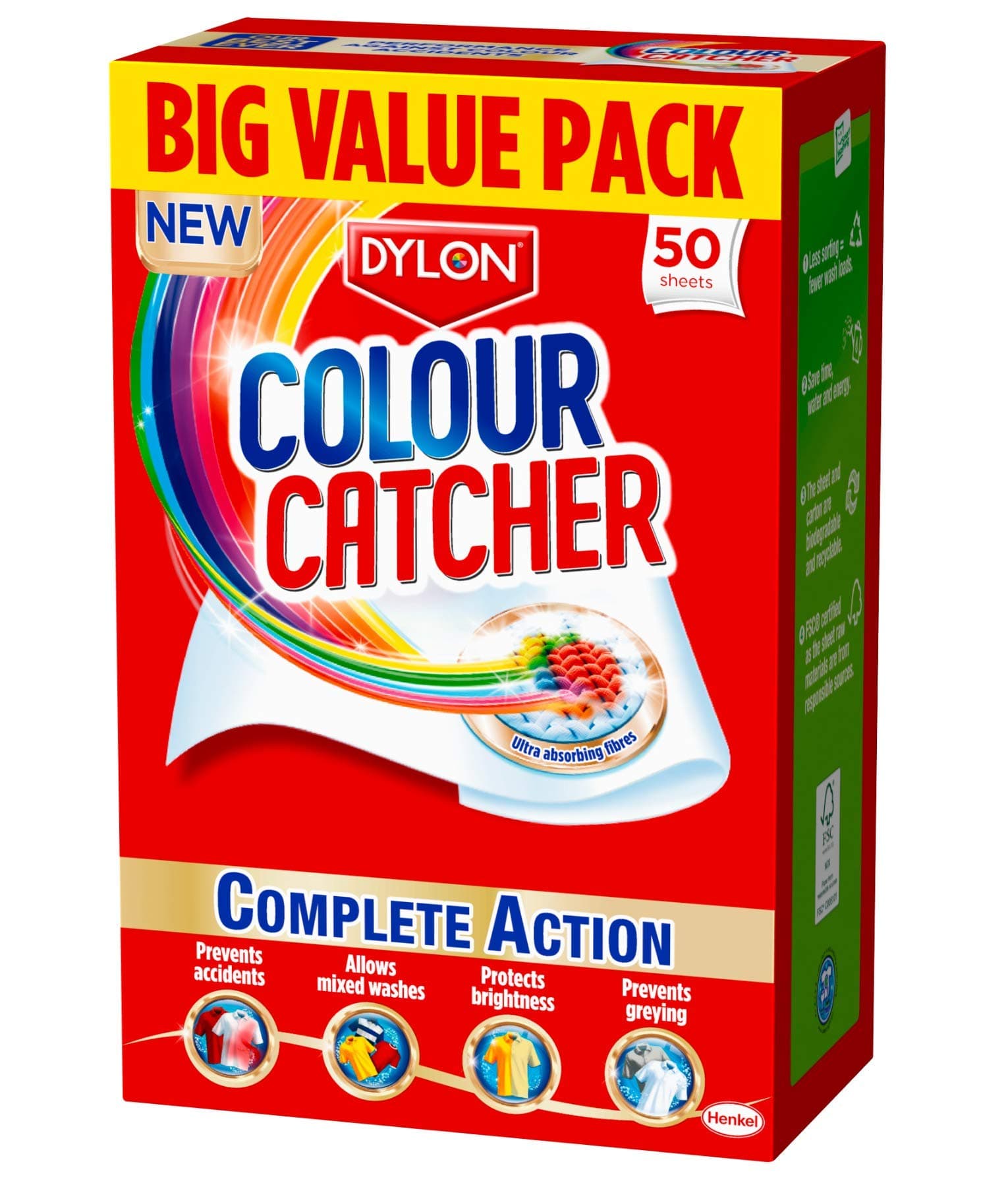 Colour Catcher Complete Action+ Laundry Sheets, Helps to Prevent Colour Run and Protects Brightness – 50 Sheets