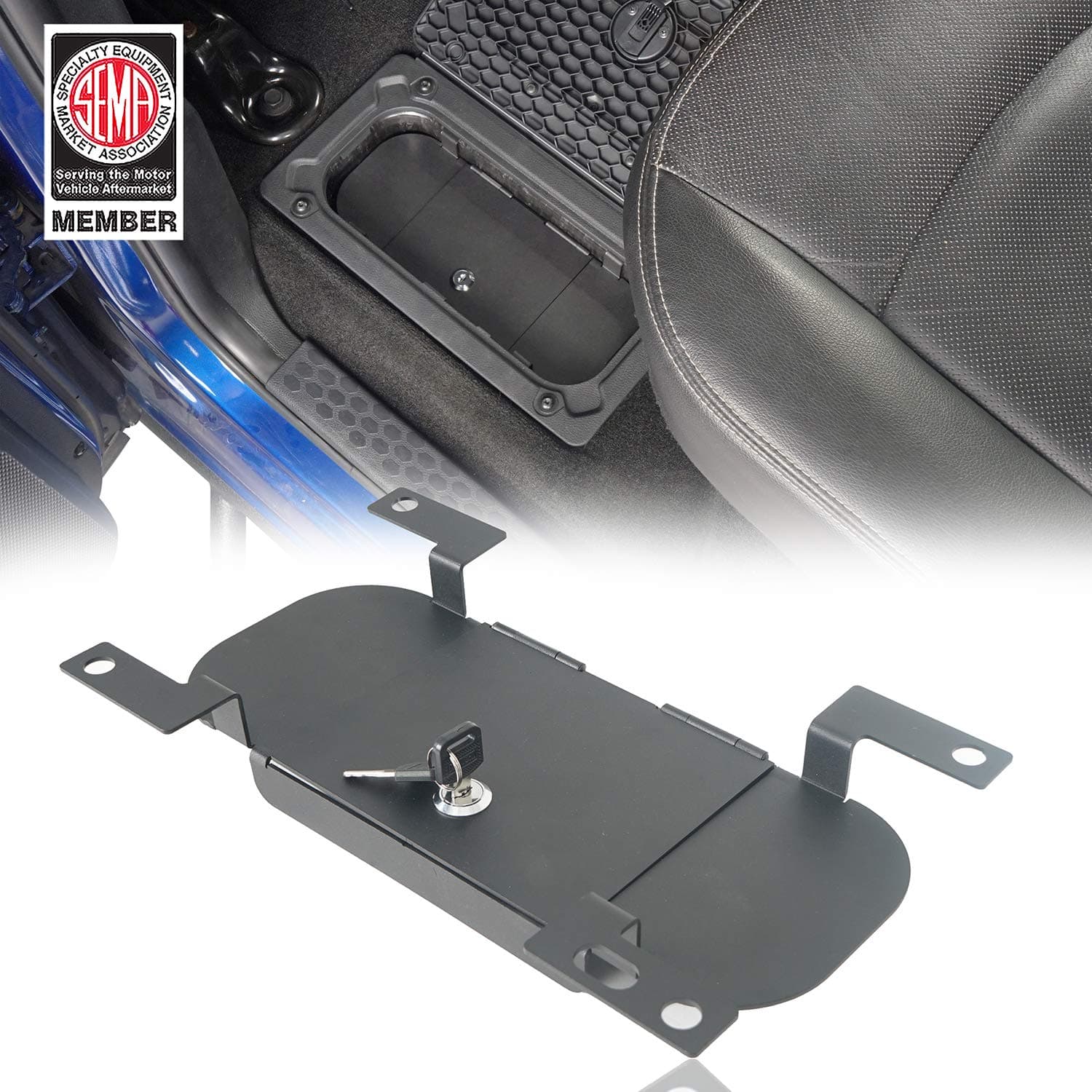 RAM Rear Seat Floor Locking Storage Box Compatible with Dodge RAM 1500/2500/3500 09-18 Pickup Truck