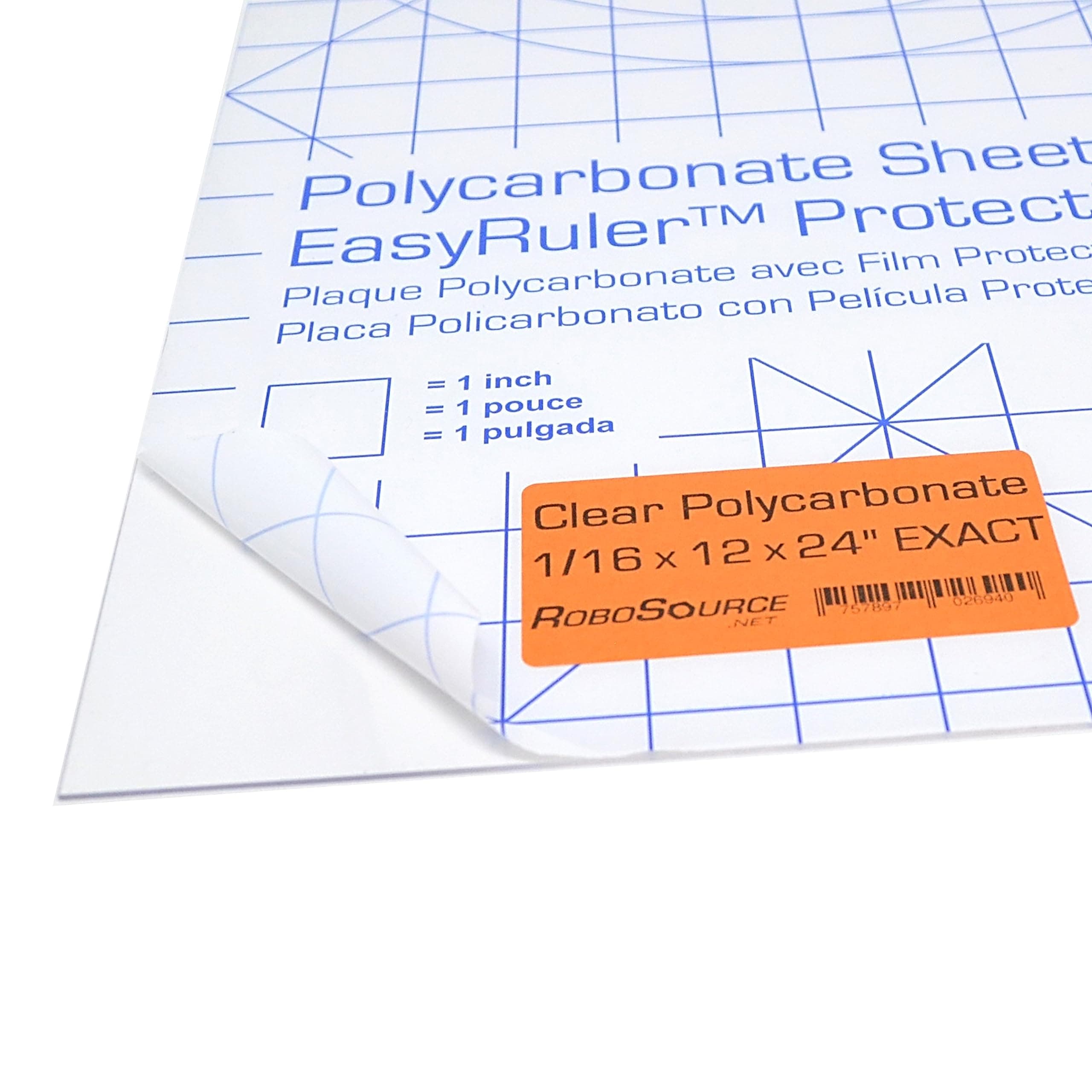 Polycarbonate Plastic Sheet 12" X 24" X 0.0625" (1/16") with Resource Kit for VEX Robotics Teams, Shatterproof
