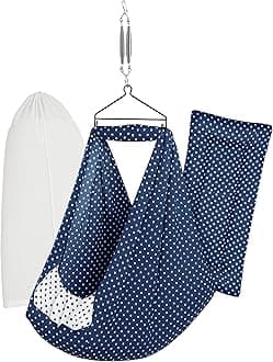 beetot Baby Cradle Set Swing/Jhula (Thottil Cloth, Palna, Dolna) | Hanging Cradle with Removable Bed, Mosquito Net, Spring, Triangle Hanger | Up to 15 kg | 0-2 Years | PRE-Print Navy DOT-15983