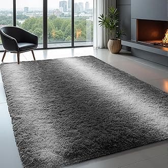 Zentavio Grey White Gradient Area Rugs for Living Room, Rugs for Bedroom 5x8 Fluffy Carpet Soft Shag Aesthetic Plush High Pile Gray Throw Rug for Nursery Kids Room Dorm
