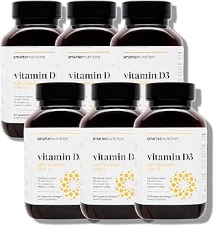 - Vegan Vitamin D3 5000 IU + Natural Vitamin K2 1100 mcg in Organic Coconut & Olive Oil - D3 K2 Supplement for Immune & Bone Support - 360 Softgels[180 Day Supply]