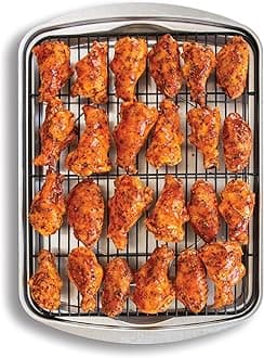 Nordic Ware Oven Crisp Baking Tray 2pc Set Includes Pan and Rack; Natural Aluminum For Air Frying, Crisping, Broiling, Baking; Cooking Surface 17 x 12 Inches