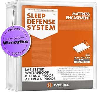 6 - 8 Deep , Twin 6 ULTRA LOW PROFILE : The Original Sleep Defense System - Waterproof / Bed Bug / Dust Mite Proof - PREMIUM Zippered Mattress Encasement & Hypoallergenic Protector - 38-Inch by 75-Inch, Twin - ULTRA-LOW PROFILE 6"