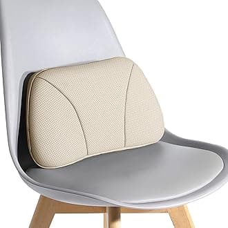 Genuine Leather Lumbar Support Pillow,Back Pain Relief Cushion,fits Tightly Around Waist,Real Cowhide,Memory Foam,fit Car Drive,Office Chair,Rest seat,Improve Posture,Portable,15.5''Lx 8.7''H