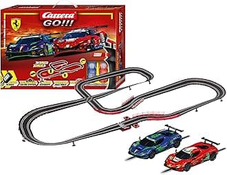 Carrera GO!!! 62575 Ferrari Power Racing Electric Powered Slot Car Racing Kids Toy Race Track Set Includes 2 Hand Controllers and 2 Cars in 1:43 Scale