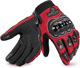 IRON JIA'S Motorcycle Gloves Motorbike Red Short Sports Leather Summer for Touch-Screen