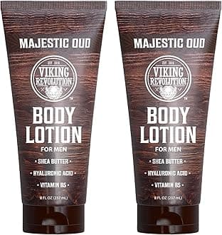 Viking Revolution Majestic Oud Body Lotion for Men, Lotion for Dry Skin with Shea Butter, Hyaluronic Acid and Vitamin B5-8 Oz, 2 Pack