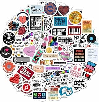 BulbaCraft 100Pcs Music Stickers for Water Bottle & Laptop, Musical Stickers & Decals for Adults, Gifts for Music Lovers & Musicians, Gifts for Women & Men