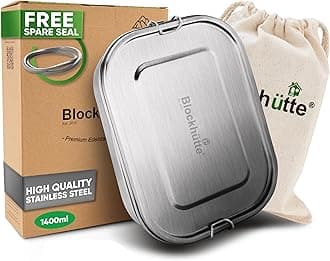 Stainless Steel Lunch Box for Kids and Adults I 1400ml Metal Lunch Box I Metal Bento Boxes with 2 Movable Dividers – Leakproof Lunchbox – Stainless Steel Bento Box with Spare Seal