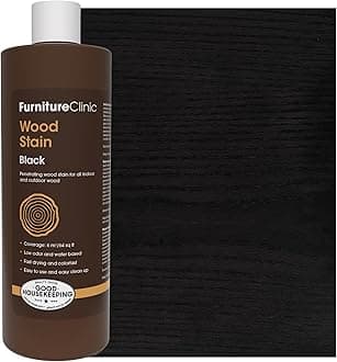 Wood Stain | Black | Water Based | Fast Drying, Low Odor, & Non-Toxic | For Indoor & Outdoor Furniture and More | Multiple Finishes | (17oz / 500ml)