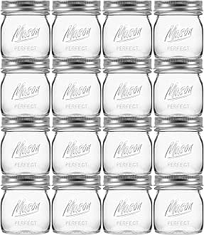 Esrentle 16 Pack 8 oz Mason Jars with Regular Airtight Lids - Glass Canning J...