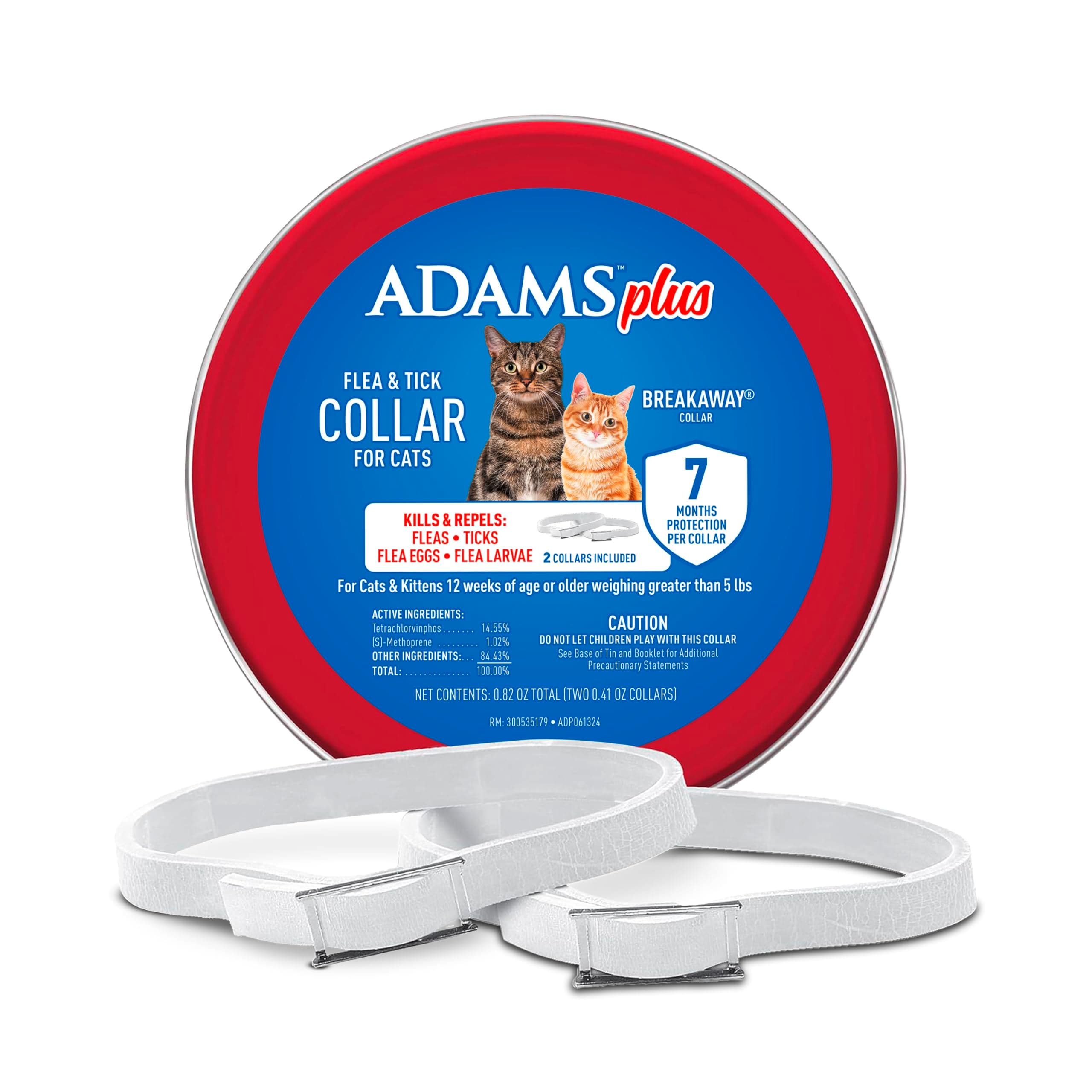 Plus Flea & Tick Collar for Cats, Flea Collar for 14-Month Prevention, Adjustable Collar Fits Cats & Kittens, Kills Fleas & Ticks, 2 Count