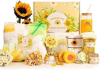 Get Well Soon Gifts for Women, Sunflower Sending You Sunshine, Unique Relaxation Gifts Box with Luxury Flannel Blanket for Her Best Friend Mum Sister, Thinking of You Missing you Present