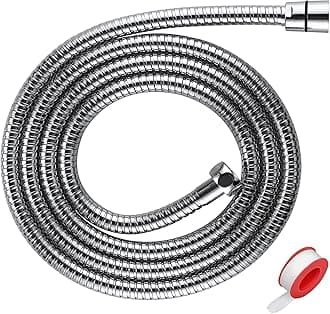 Extra Long Stainless Steel Shower Hose - Metal Kink-Free Handheld Shower Hose Extension with Brass Insert and Nut (79", Chrome)