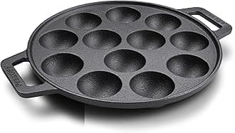Prestige Cast Iron Appam Pan 26 CM | Duel Handle Appam Pan | Pre Seasoned Induction Cast Iron Cookware Black - PR48908