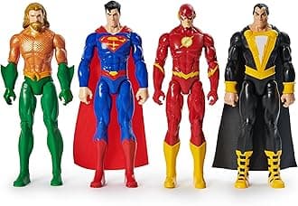 DC Comics, Action Figure 4-Pack, Aquaman, Superman, The Flash, Black Adam, 30.48cm, Collectible Superhero Kids’ Toys for Boys and Girls, Ages 3+