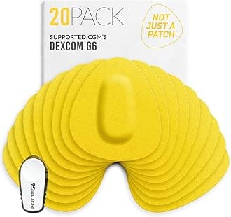 Not Just A Patch CGM Sensor Patches for Dexcom G6 & MiaoMiao (20 Pack) - Water Resistant & Durable for Active Lifestyle for 10-14 Days - Pre-Cut Dexcom G6 Adhesive Patches in Yellow