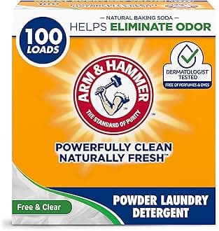 ARM & HAMMER Powder Laundry Detergent, Free of Perfume and Dyes, 100 Loads