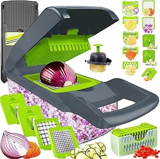 Pro-Series 20-in-1 Mandoline Slicer & Spiralizer, Veggie Chopper with Container, Home Essential Kitchen Gadget