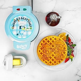 Bluey Waffle Maker – Non-Stick Round Waffle Iron – Easy to Use and Clean