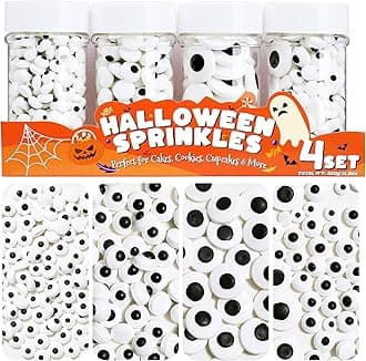 Edible Candy Eyes for Decorating Set 4, 320g/11.3oz Halloween Candy Eyaballs Sprinkles for Cake, Cupcake, Donuts, Ice Cream, Cookies Toppings(7mm, 1cm, 2cm)