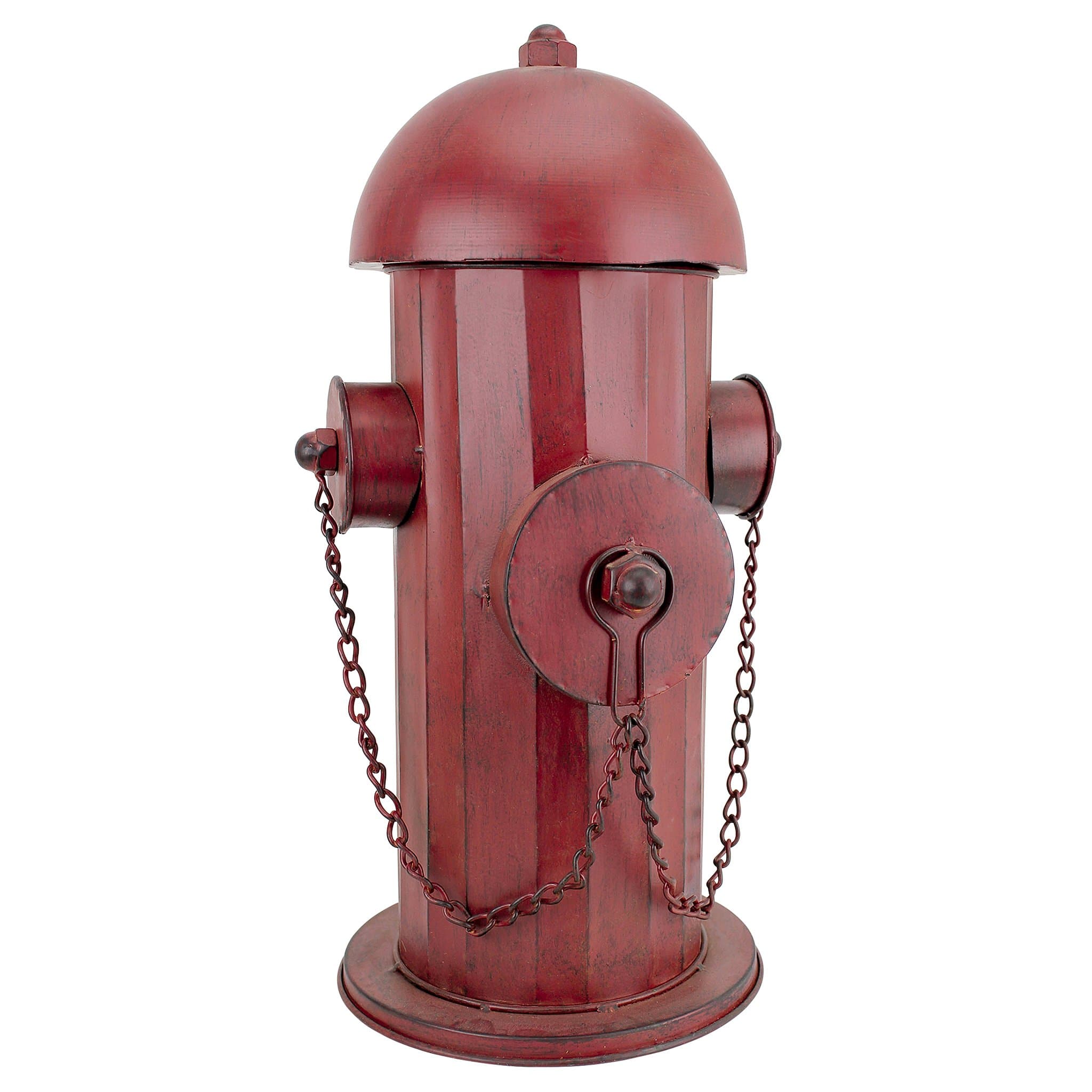 Design Toscano Fire Hydrant Statue Puppy Pee Post and Pet Storage Container, Indoor/Outdoor, Medium 18 Inch Tall, Metal, Rustic Red Paint