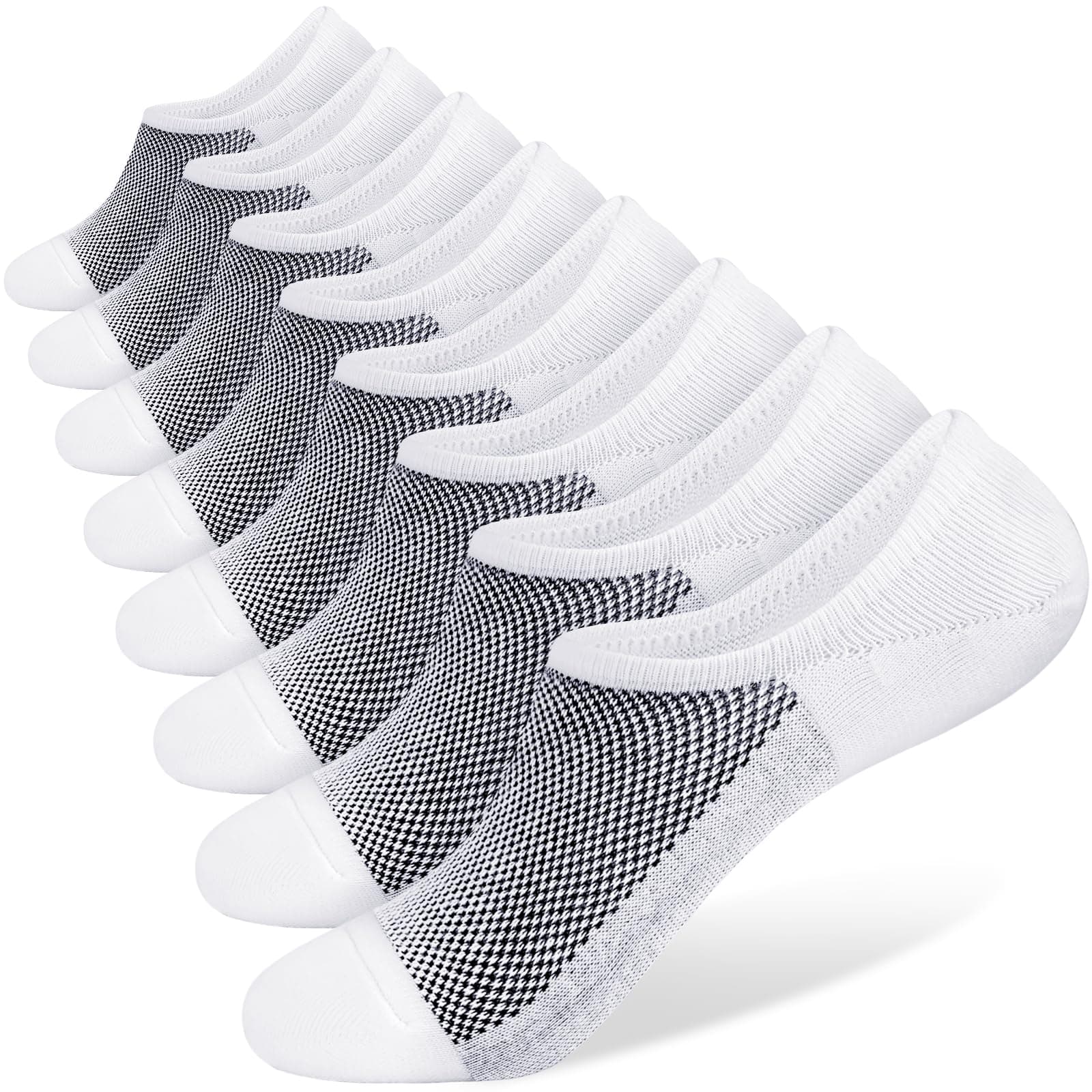 No Show Socks for Men 8 pack Cotton Thin Low Cut Non Slip for Loafer Flats Sneakers 6-11/12-15