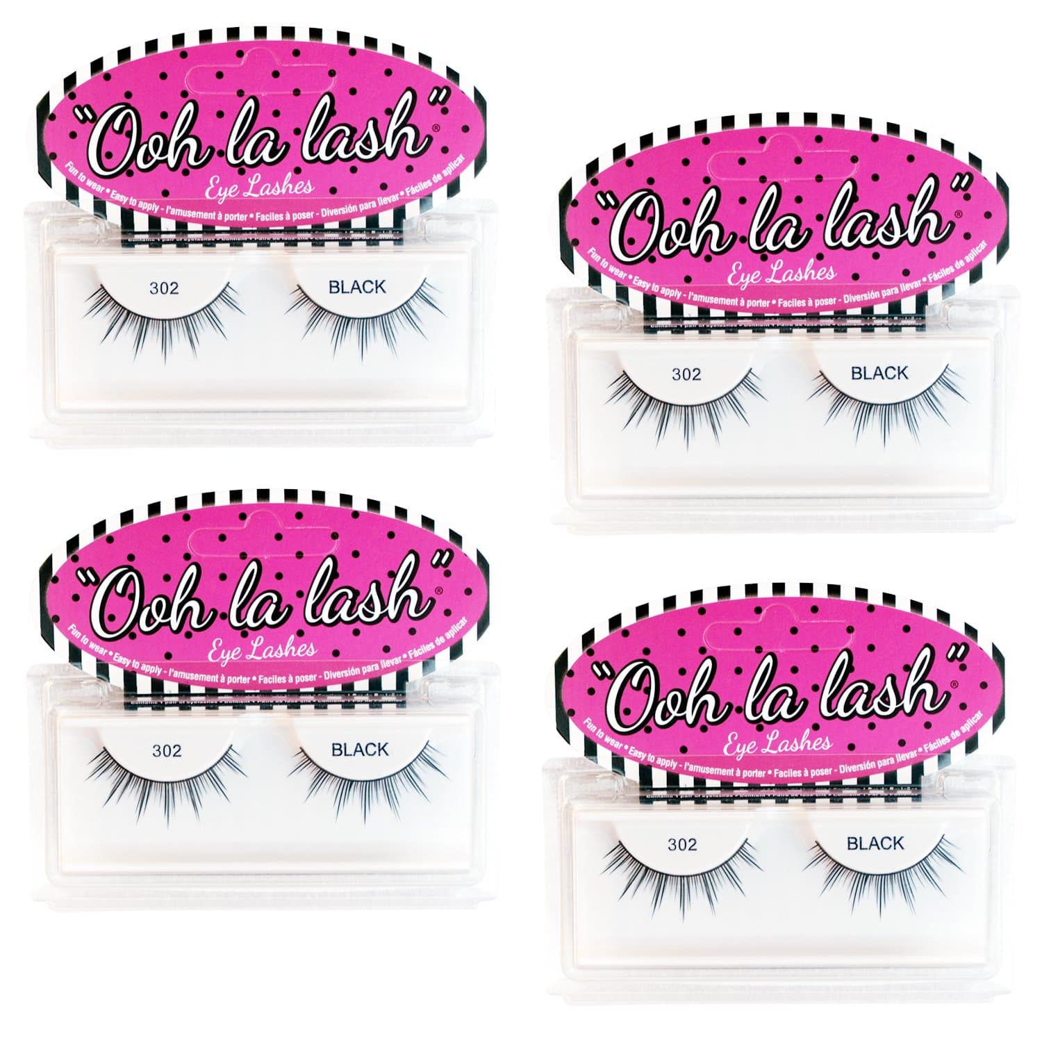 False Eyelashes Strip Lash 302 Natural Look, 4 pack by Ooh La Lash