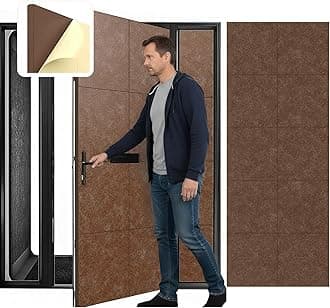 Arrowzoom 20 Pack Brown Soundproof Door Panels – 12"x12"x0.78" Self-Adhesive Polyester Acoustic Foam Tiles for Noise Reduction, Peel and Stick for Studio, Office, Bedroom 1244