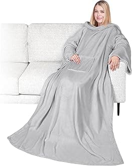Wearable Blanket with Sleeves for Adult Women Men, Cozy Fleece Warm Wrap Throw with Arms, Gifts for Christmas, Wife