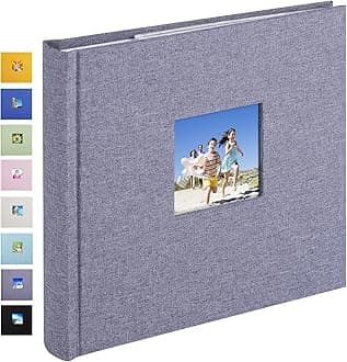Photo Album 4x6 Hold 60 Photos with Memo Vertical Slip-in Pockets Photo Book, Linen Cover Picture Photo Albums with Writing Space for Wedding Baby Mother's Day Grey