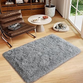 Super Fluffy Runner Rug for Bedroom, Modern Shag Grey Area Rugs, Soft Plush Throw Carpet for Kids,Girls Boys and Teens Bedside Room Decor for Living Room Dorm Nursery Classroom, 2x3 Feet
