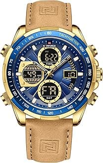 Men's Military Digital Watches Analog Quartz Waterproof Watch Sport Multifunctional Leather Wristwatch