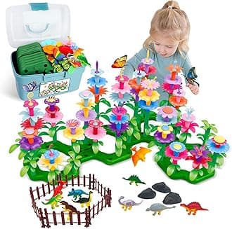 Birthday Toys Gifts for Toddlers Boys Girls Age 2 3 4 5 6,167 PCS Dinosaur Flower Garden Building Blocks,STEM Fine Motor Skill Stacking Games, Birthday Gifts for Preschool Kids 2+ Years Old