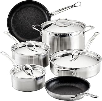 ProBond Collection - Professional Clad Stainless Steel TITUM Nonstick Cookware Set, Induction Cooktop Compatible, Made without PFOAs (10-Piece)
