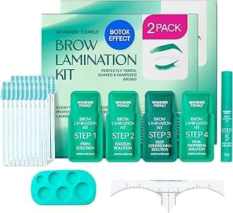 5 Step Eye Brow Lamination Kit - Eyebrow Kit for Women with Brow Lamination Gel & Brow Brushes - Advanced Eye Brow Stencil Kits for Beauty Care - At Home Eyebrow Lamination Kit, 2 pack