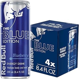 Energy Drink, Blueberry, 4 Pack of 8.4 Fl Oz, Blue Edition