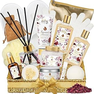 Mother's Day Gift Basket 17Piece Honey Almond Spa Gift Basket for Women Bath and Body Gift Basket Set Kit with Shower Gel | Christmas, Valentines Day Gifts for Women, Birthday Gifts for Her, Wife, Mom