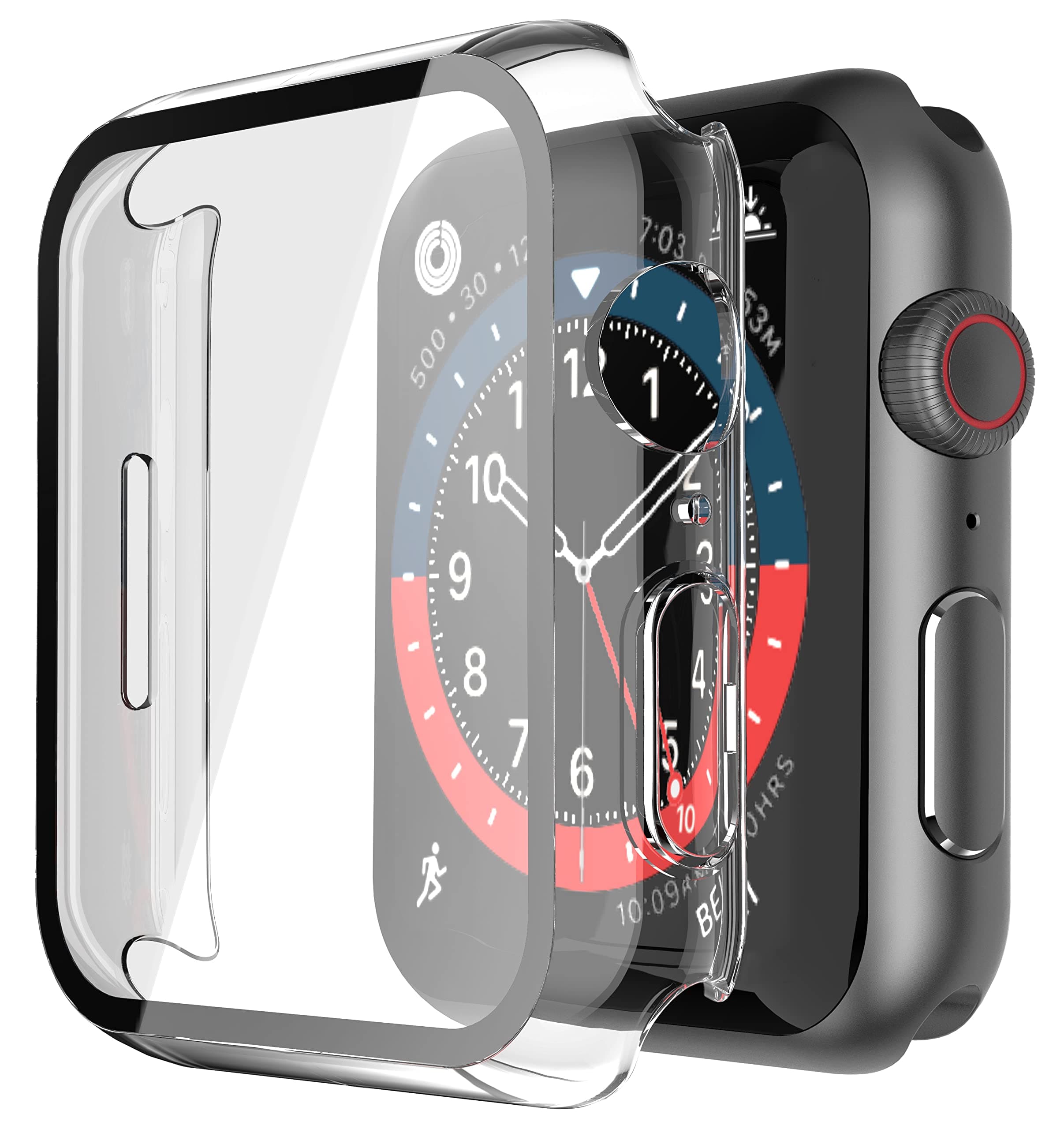 2 Pack Hard PC Case For Apple Watch Series 7 45mm, With Tempered Glass Screen Protector Ultra-Thin Scratch Resistant Overall Protective - Transparent