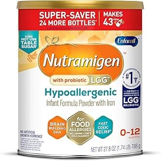 Enfamil Nutramigen Hypoallergenic Baby Formula with Iron, Lactose Free, Colic Relief from Cow's Milk Allergy Starts in 24 Hours, Brain Building DHA, Probiotic LGG for Immune Support, 27.8 Oz Can