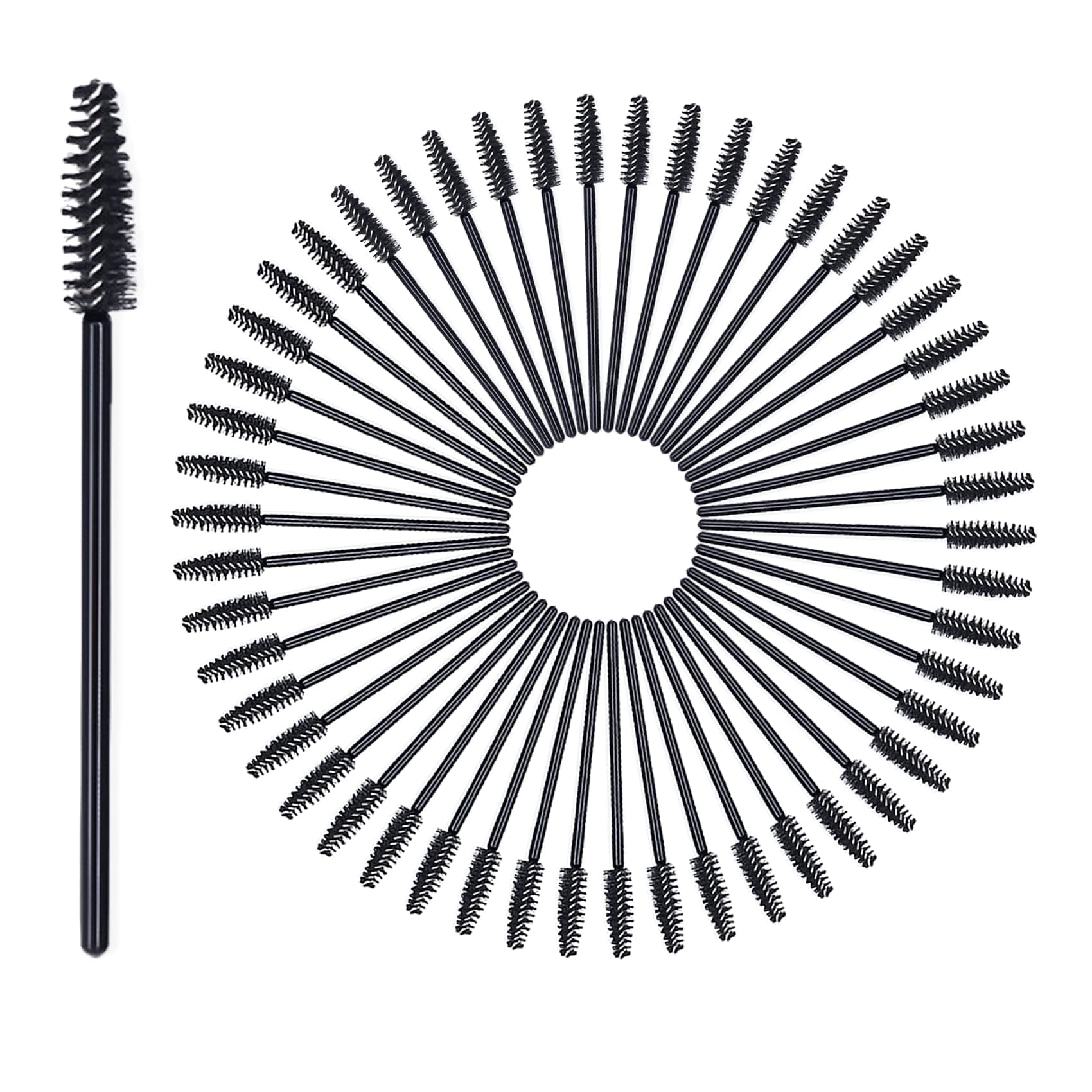 Disposable Eyelash Brushes [50 Pack], Eyelash Brush Makeup Tools for Lash Extensions, Eyebrows Contouring and Makeup, Eyebrow Castor Oil Brush (Black)