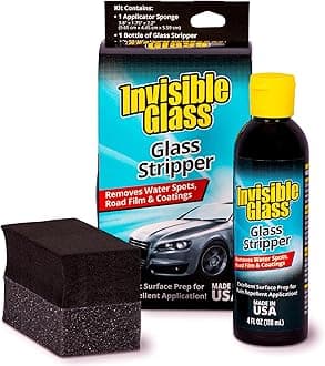 Invisible Glass 91411 3.38-Ounce Glass Stripper Water Spot Remover Kit Eliminates Coatings, Water Spots, Waxes, Oils and More to Polish and Restore Automotive Glass